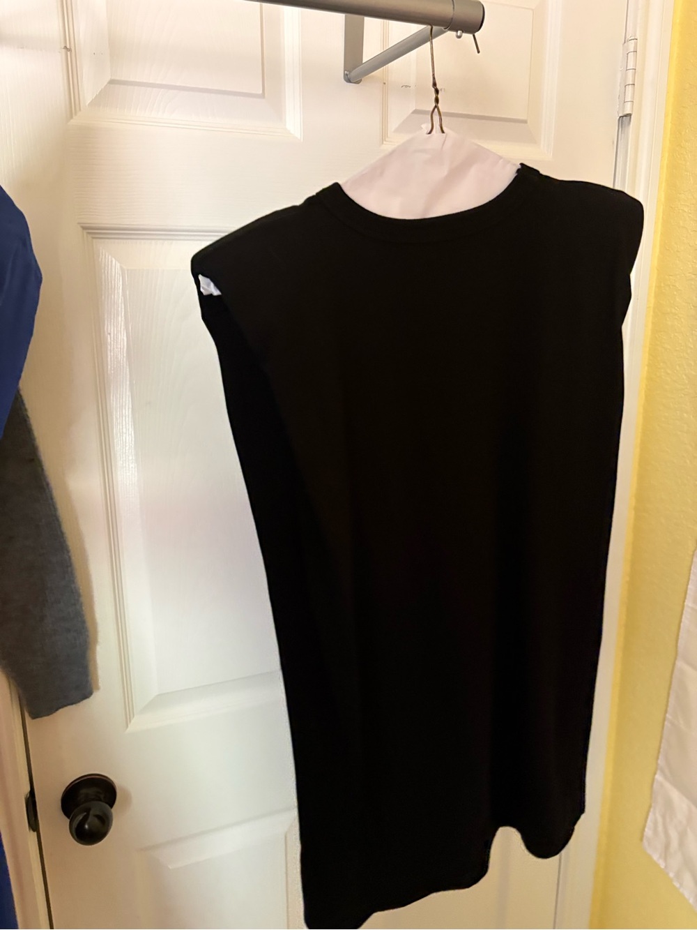 Black Shoulder Pad Tank Top Dress